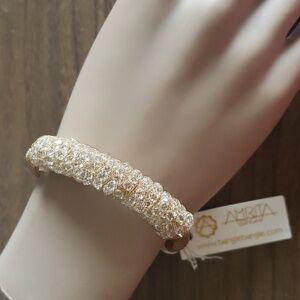 Amrita Singh Bangle Bracelet Rhinestone Crystal Gold Mesh